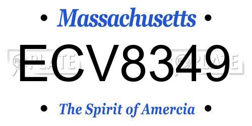 ECV8349 Massachusetts License Plate