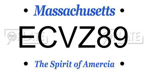 ECVZ89 Massachusetts License Plate