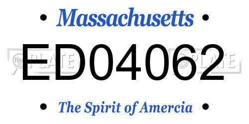 ED04062 Massachusetts License Plate