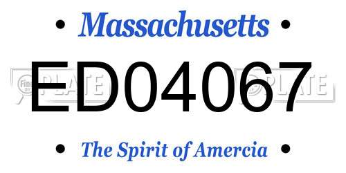 ED04067 Massachusetts License Plate