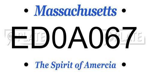 ED0A067 Massachusetts License Plate