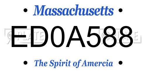 ED0A588 Massachusetts License Plate