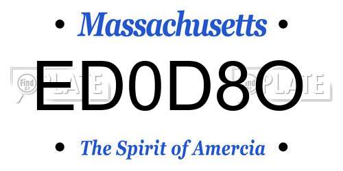ED0D8O Massachusetts License Plate