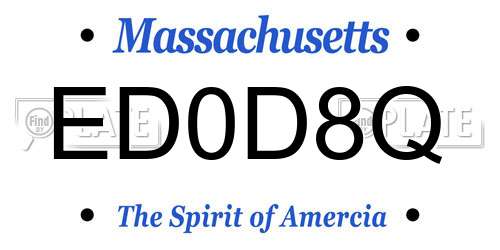 ED0D8Q Massachusetts License Plate