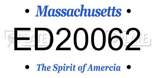 ED20062 Massachusetts License Plate