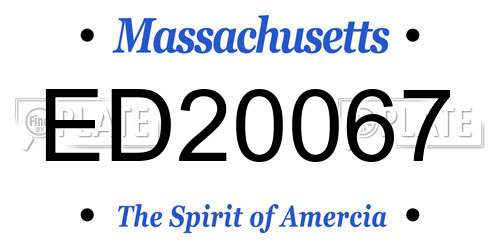 ED20067 Massachusetts License Plate