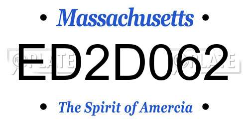 ED2D062 Massachusetts License Plate
