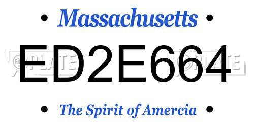 ED2E664 Massachusetts License Plate