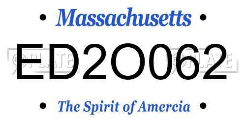 ED2O062 Massachusetts License Plate