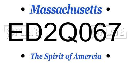 ED2Q067 Massachusetts License Plate