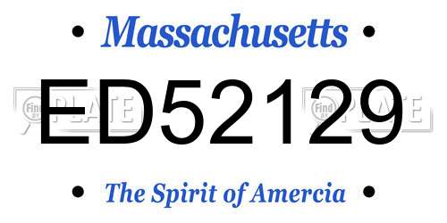 ED52129 Massachusetts License Plate