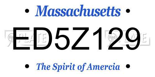 ED5Z129 Massachusetts License Plate