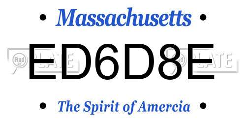 ED6D8E Massachusetts License Plate
