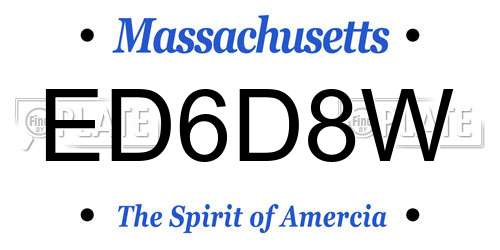 ED6D8W Massachusetts License Plate