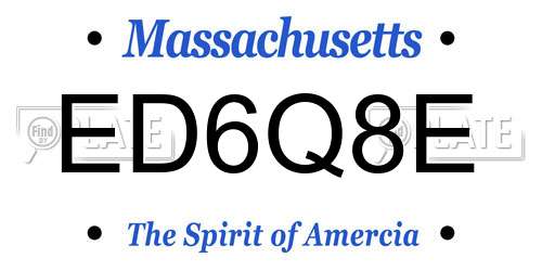 ED6Q8E Massachusetts License Plate