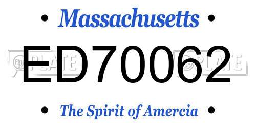 ED70062 Massachusetts License Plate