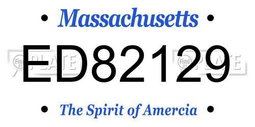 ED82129 Massachusetts License Plate