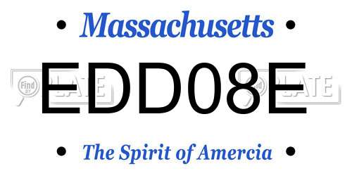 EDD08E Massachusetts License Plate