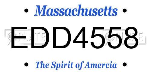 EDD4558 Massachusetts License Plate