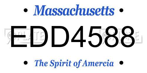 EDD4588 Massachusetts License Plate