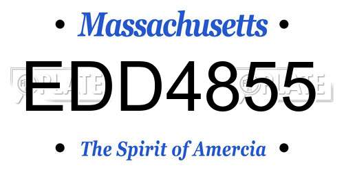 EDD4855 Massachusetts License Plate