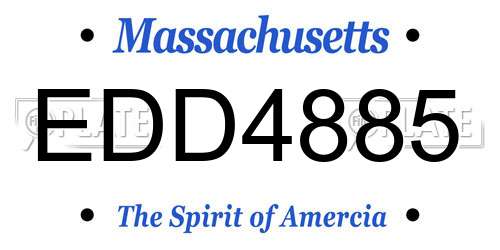 EDD4885 Massachusetts License Plate