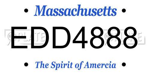 EDD4888 Massachusetts License Plate