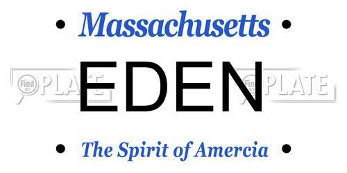 EDEN Massachusetts License Plate