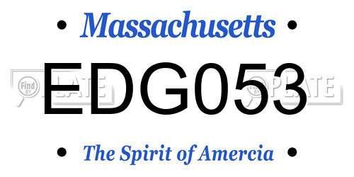 EDG053 Massachusetts License Plate