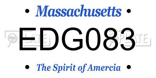 EDG083 Massachusetts License Plate