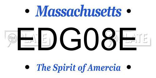 EDG08E Massachusetts License Plate