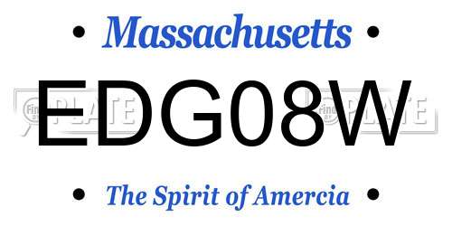 EDG08W Massachusetts License Plate