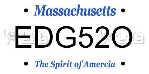 EDG52O Massachusetts License Plate