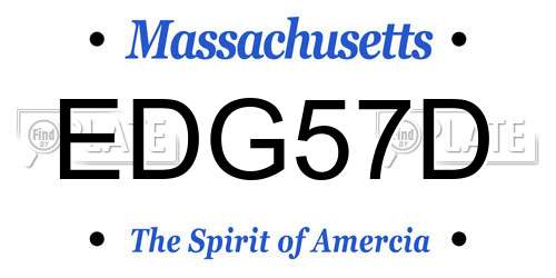 EDG57D Massachusetts License Plate