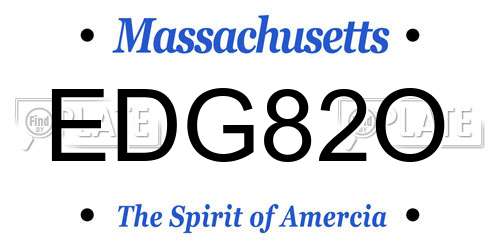 EDG82O Massachusetts License Plate