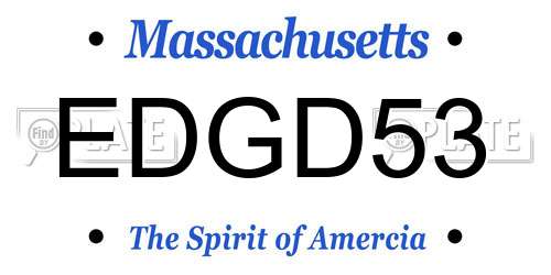 EDGD53 Massachusetts License Plate
