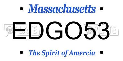 EDGO53 Massachusetts License Plate