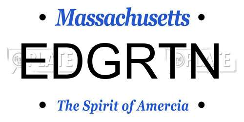 EDGRTN Massachusetts License Plate