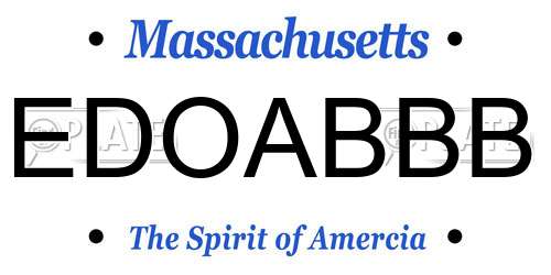 EDOABBB Massachusetts License Plate