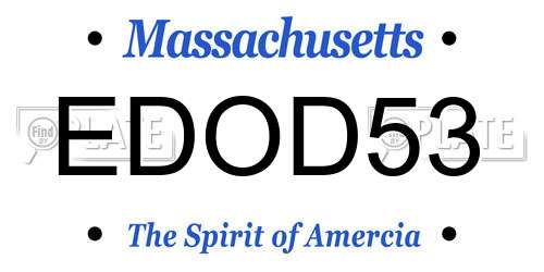 EDOD53 Massachusetts License Plate
