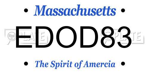 EDOD83 Massachusetts License Plate