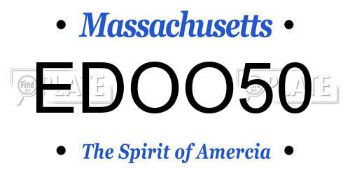 EDOO50 Massachusetts License Plate