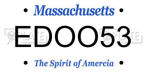 EDOO53 Massachusetts License Plate