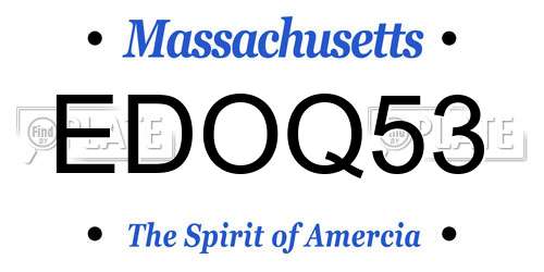 EDOQ53 Massachusetts License Plate