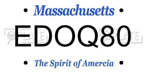 EDOQ80 Massachusetts License Plate
