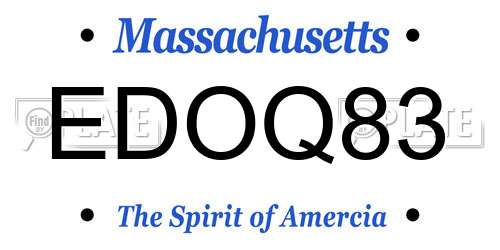 EDOQ83 Massachusetts License Plate
