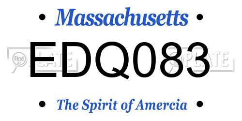 EDQ083 Massachusetts License Plate