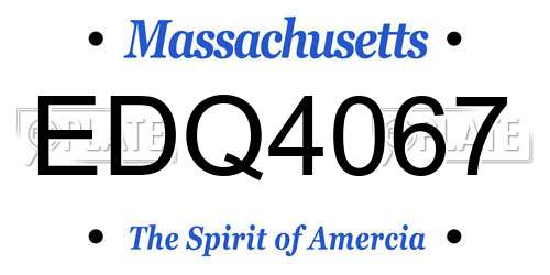 EDQ4067 Massachusetts License Plate