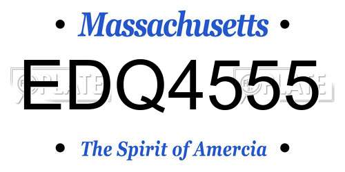 EDQ4555 Massachusetts License Plate