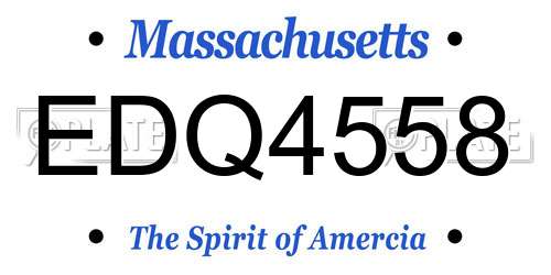 EDQ4558 Massachusetts License Plate
